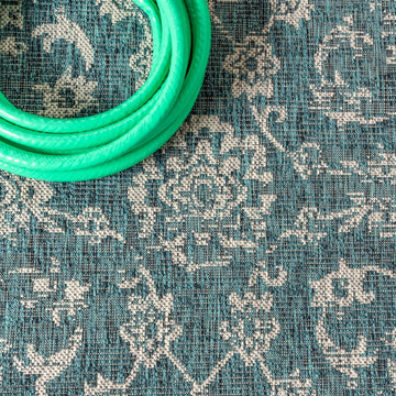 Tela Bohemian Textured Weave Floral Indoor/outdoor Area Rug